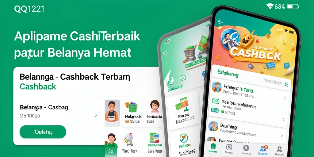 Tampilan utama aplikasi QQ1221 menampilkan berbagai penawaran cashback menarik.